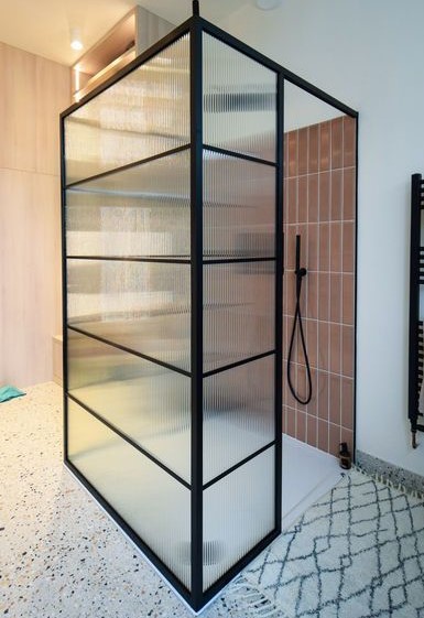 Black Grid Shower Screens_ Made To Measure Shower Doors for baths